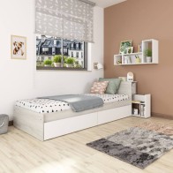 Cama con Cajones y Cabecero con Mesita Extraíble Reversible Jazz 90x200cm Mobelcenter