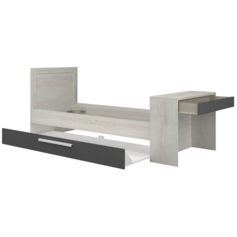 Cama Nido Reversible con Escritorio Shipley Cascina y Sombra 90x200cm Mobelcenter