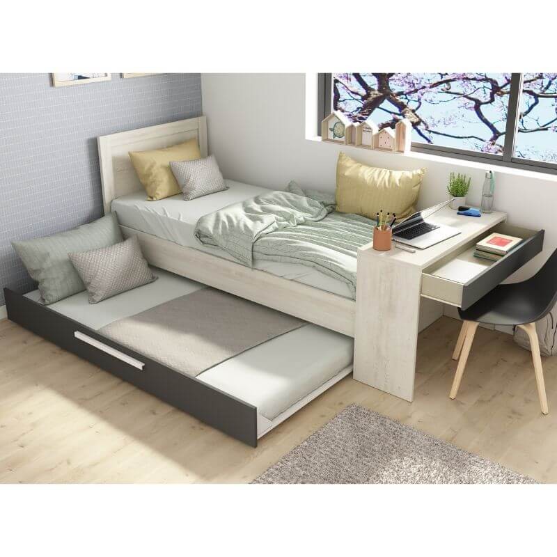 Cama Nido Reversible con Escritorio Shipley Cascina y Sombra 90x200cm Mobelcenter
