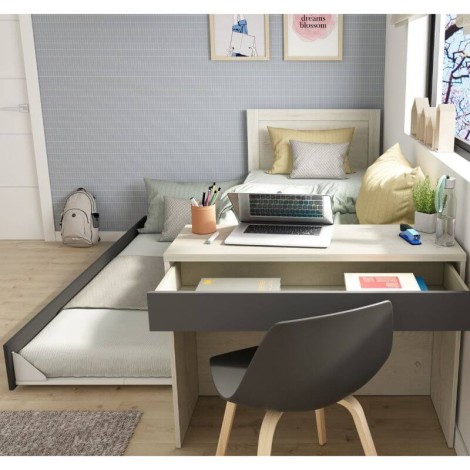 Cama Nido Reversible con Escritorio Shipley Cascina y Sombra 90x200cm Mobelcenter