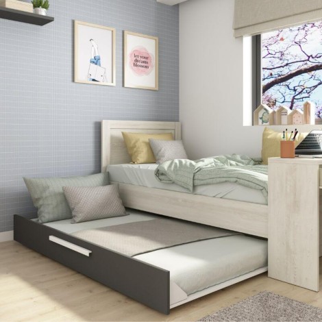 Cama Nido Reversible con Escritorio Shipley Cascina y Sombra 90x200cm Mobelcenter