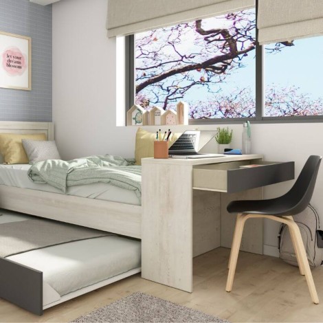 Cama Nido Reversible con Escritorio Shipley Cascina y Sombra 90x200cm Mobelcenter