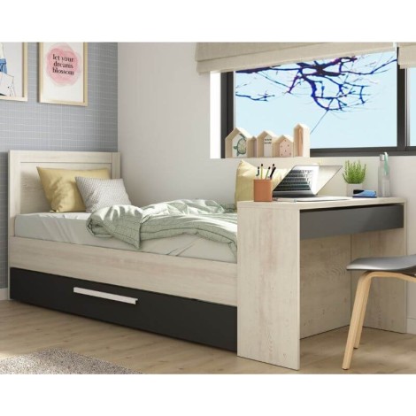 Cama Nido Reversible con Escritorio Shipley Cascina y Sombra 90x200cm Mobelcenter