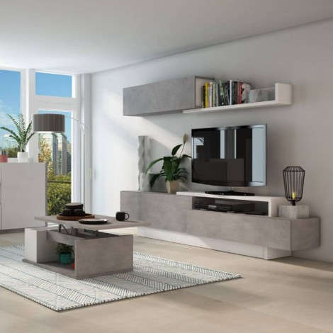 Mueble de Salón Soho Beton y Blanco Mobelcenter