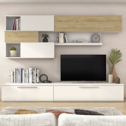 Mueble de Salón Isona Roble Natural y Blanco Mobelcenter