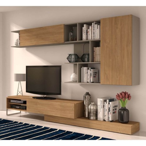 Mueble de Salón Enio Roble y Gris Mobelcenter