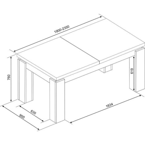 Mesa Comedor Extensible Frame Halifax Ahumado y Sombra 190 cm Mobelcenter