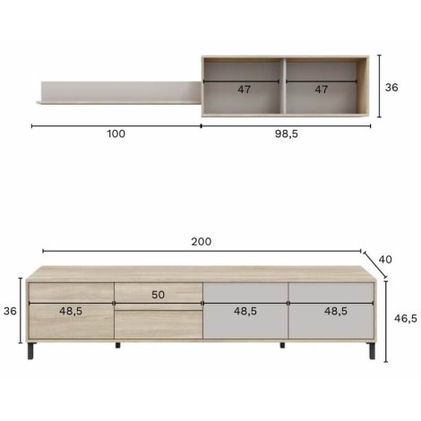 Mueble de Salón Combi Roble Canadian y Cachemir Mobelcenter