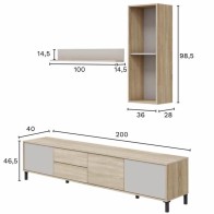 Mueble de Salón Combi Roble Canadian y Cachemir Mobelcenter