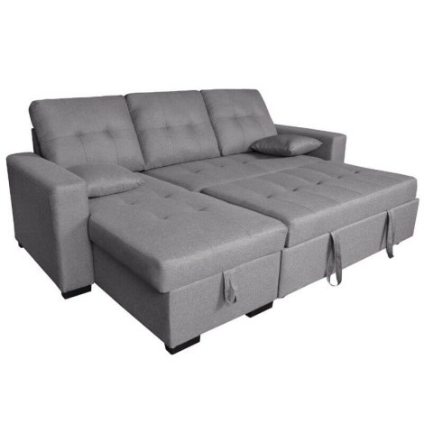 Sofá Chaiselongue Cama Salem con Arcón Gris Reversible Mobelcenter
