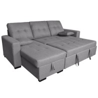 Sofá Chaiselongue Cama Salem con Arcón Gris Reversible Mobelcenter