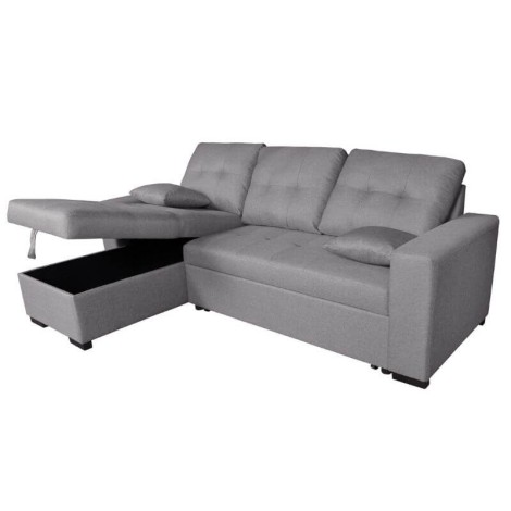 Sofá Chaiselongue Cama Salem con Arcón Gris Reversible Mobelcenter