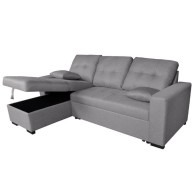 Sofá Chaiselongue Cama Salem con Arcón Gris Reversible Mobelcenter