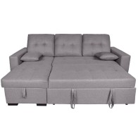 Sofá Chaiselongue Cama Salem con Arcón Gris Reversible Mobelcenter