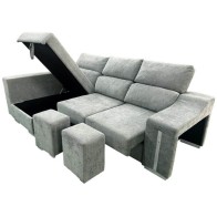 Sofá Chaiselongue Lucas con Arcón Gris Visto Frente Izquierda Mobelcenter