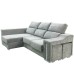 Sofá Chaiselongue Lucas con Arcón Gris Visto Frente Izquierda Mobelcenter