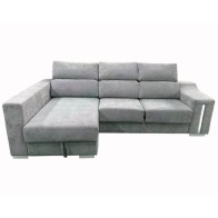 Sofá Chaiselongue Lucas con Arcón Gris Visto Frente Izquierda Mobelcenter