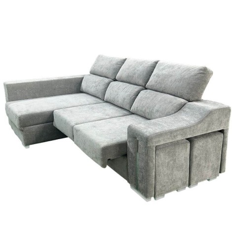 Sofá Chaiselongue Lucas con Arcón Gris Visto Frente Izquierda Mobelcenter
