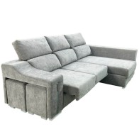 Sofá Chaiselongue Lucas con Arcón Gris Visto Frente Derecha Mobelcenter