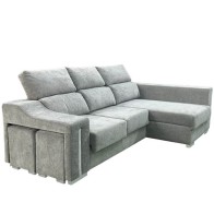 Sofá Chaiselongue Lucas con Arcón Gris Visto Frente Derecha Mobelcenter