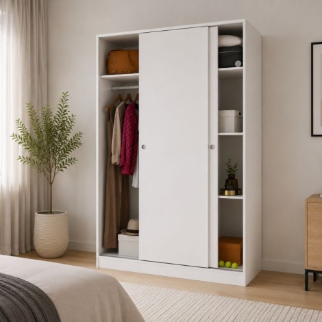 Armario 2 Puertas Correderas 120 cm Blanco Mate Mobelcenter