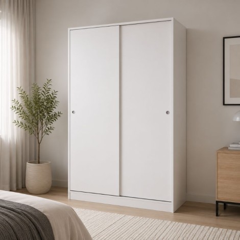 Armario 2 Puertas Correderas 120 cm Blanco Mate Mobelcenter