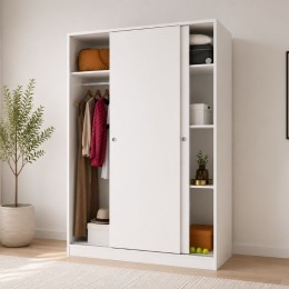 Armario 2 Puertas Correderas 120 cm Blanco Mate Mobelcenter