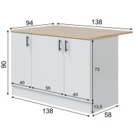Mueble Isla Cocina 3 Puertas 138 cm Mobelcenter