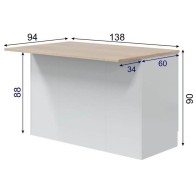Mueble Isla Cocina 3 Puertas 138 cm Mobelcenter