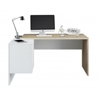 Mesa de escritorio con cajonera y estante Blanco Artik y Roble Canadian Mobelcenter