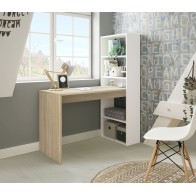 Mesa escritorio con estantería Duplo Roble Canadian-Blanco artik  Mobelcenter
