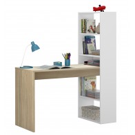 Mesa escritorio con estantería Duplo Roble Canadian-Blanco artik  Mobelcenter