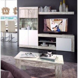 Mobelcenter - Mueble Salón Logan 004 - Blanco y Cambrian - 295 x 39,8 x  170,5 cm (0563) : : Hogar y cocina