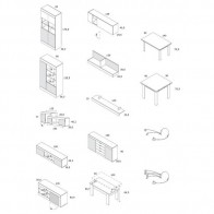 Mobelcenter - Mueble Salón Logan 004 - Blanco y Cambrian - 295 x 39,8 x  170,5 cm (0563) : : Hogar y cocina