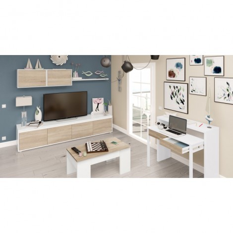 Salón Alida Roble Canadian y Blanco  Mobelcenter