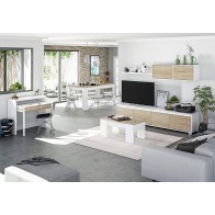 Salón Alida Roble Canadian y Blanco Mobelcenter