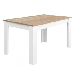 Mesa comedor extensible Roble Canadian y Blanco Mobelcenter