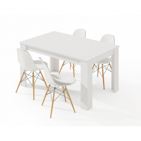 Conjunto Mesa Kendra Blanca y 4 sillas Tower Mobelcenter