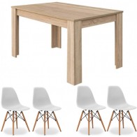 Conjunto Mesa Kendra Roble Canadian y 4 sillas Tower Mobelcenter