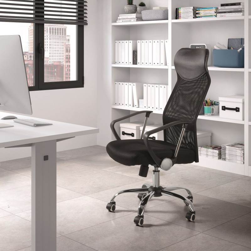 Silla oficina con brazos Negra Mega Mobelcenter