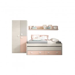 Mueble Conjunto Juvenil Nube Blanco Alpes y Rosa 