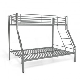 Mobelcenter. Litera Doble Bilbo para dormitorios juveniles e infantiles acabada en color Gris. Cama matrimonio inferior.