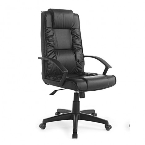 Silla de oficina y escritorio Turín negra elegante, cómoda y barata, vista lateral. Mobelcenter