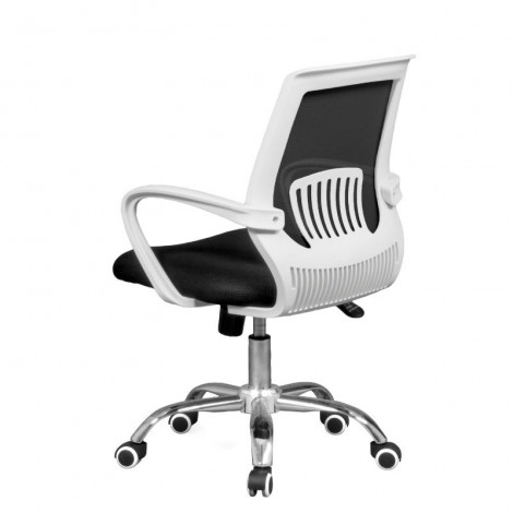 Silla de oficina y escritorio Trend, blanca y negra, cómoda y barata, trasera. Mobelcenter.