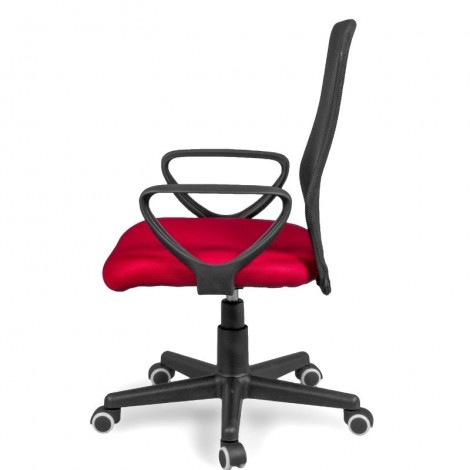 Silla de oficina y escritorio Coco color rojo lateral, cómoda, ergonómica y barata. Mobelcenter