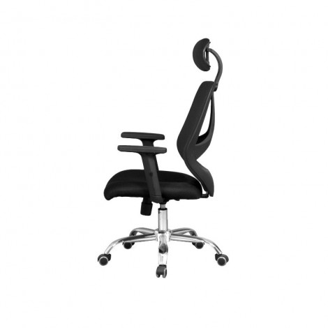 Silla de oficina y escritorio Solu. Color negro, ergonómica, cómoda y muy barata. Vista lateral. Mobelcenter.