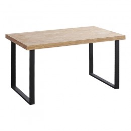 Mesa comedor fija Natural Roble Nordish rectangular, patas negras metálicas, 4 comensales, muy resistente y barata. Mobelcenter