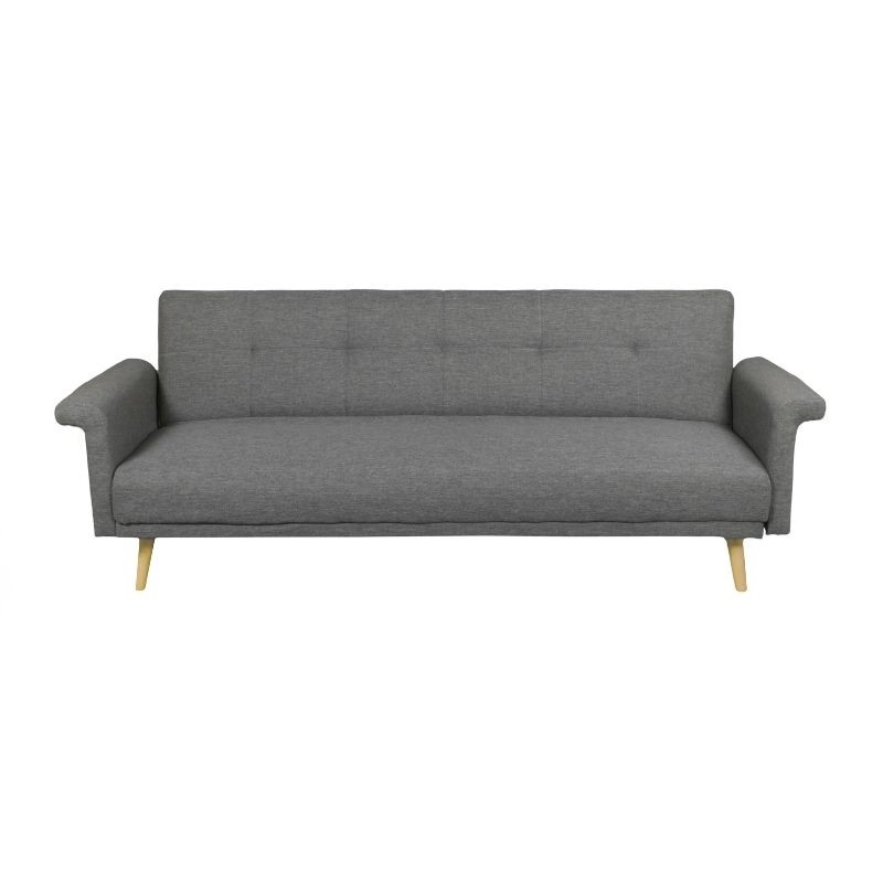 Sofá Cama Islandia color marengo y patas de madera natural, muy cómodo, rápido de abrir y barato Mobelcenter