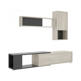 Mueble de Salón Obi Gris y Grafito, reversible, módulo Tv, módulo superior y estante, barato. Mobelcenter
