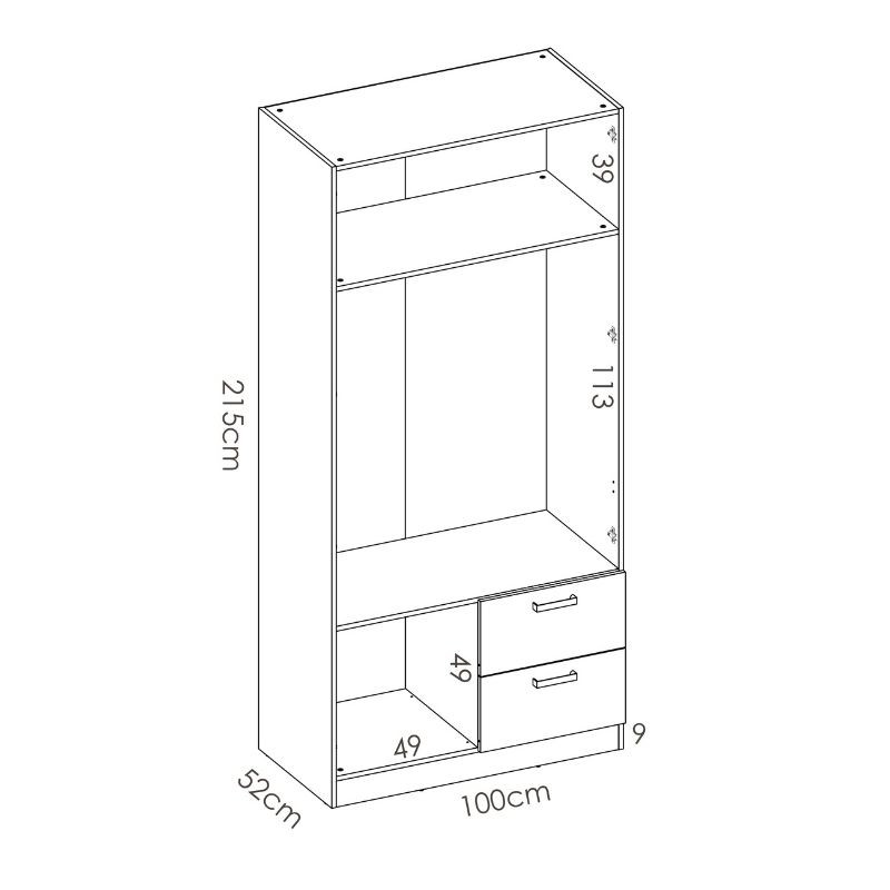 Armario 2 Puertas 2 Cajones Maxi 215 cm de altura | Mobelcenter | 139€